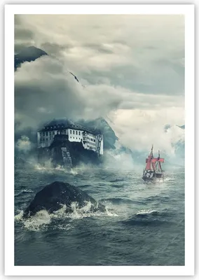Produktbild von Poster - Poster ohne Rahmen - Sturm Berge Segelschiff - 70x100 cm - Wand Bild - Wanddeko - Wandbilder - Kunstposter - Wandposter - Bilder - Kunstdruck - Wanddekoration - Wandbild - P2XPA70x100-4208