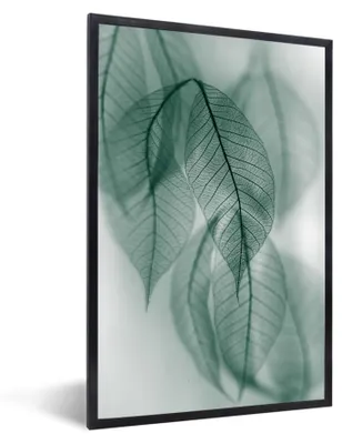 Obrázok produktu pre MuchoWow® Zarámovaný plagát - Listy - Zelená - Príroda - Zátišie - 60x90 - Nástenný plagát v ráme Fotografia