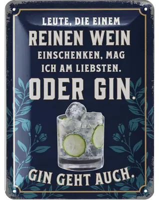 Produktbild von LANOLU Blechschild retro Bar Deko, Bar Schild GIN, Cocktail Schild, Metallschild vintage Dekoration für Partyraum, Irish Pub, Küche 15x20cm