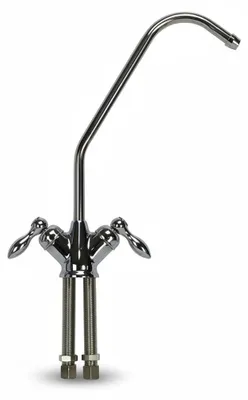 Produktbild von Umkehrosmose Doppelwasserhahn 2-Wege-Hahn verchromt mit Keramikventil für 1/4' Schläuche