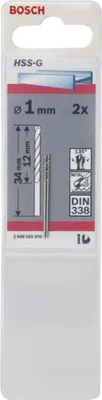Produktbild von Metallbohrer HSS-G, DIN 338, 1 x 12 x 34 mm, 2er-Pack