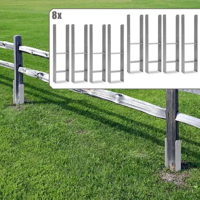 Obrázek produktu pro Jayseuw 8 kusů kotevních sloupků 111MM H-sloupek podpora H-kotva 600 mm délka sloupek bota pro přístřešek stříbrná