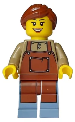 Zdjęcie produktu dla Minifigurka LEGO – Florystka, damska, fartuch w odcieniu czerwono-brązowym, nogi w kolorze piaskowo-niebieskim (bdp108)