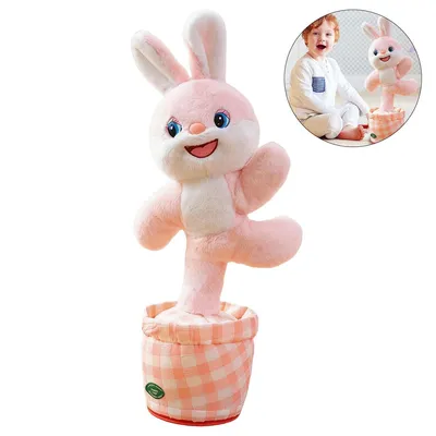Produktbild von Tanzender sprechender Plüschhase für Babys,Bluetooth-Lautsprecher, wiederholt & tanzt, mit Aufnahme – interaktives Lernspielzeug für Mädchen & Jungen