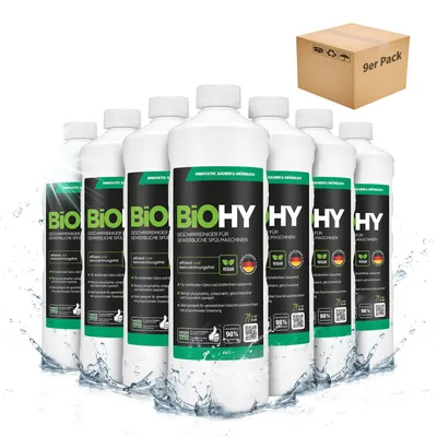 Produktbild von BiOHY Geschirrreiniger für gewerbliche Spülmaschinen + Dosierer, 9 x 1 l