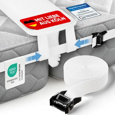 Produktbild von Blumtal Set Matratzenkeil Ritzenfüller 200 cm Länge inkl. Verstellbarer Spanngurtfixierung - Lückenfüller Matratze - Matratzen Ritzenfüller für Jede Matratzenbreite - Bettritzenfüller