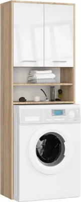 Produktbild von Akord Bad-Hochschrank Über Waschmaschine Sonoma-Eiche / Hochglanz-Weiß 64X30X180 Cm