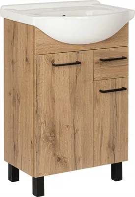 Zdjęcie produktu dla Szafka łazienkowa z umywalką stojąca pod umywalkę dąb wotan loft 55 cm