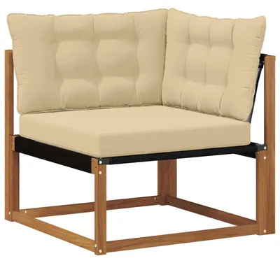 Zdjęcie produktu dla vidaXL Narożna sofa ogrodowa z litego drewna akacjowego i tkaniny Textilene w kolorze naturalnym