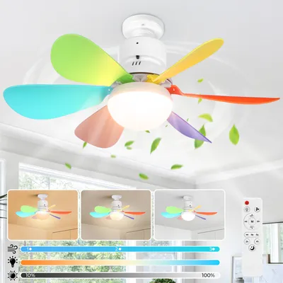 Produktbild von 40W Deckenventilator mit Beleuchtung und Fernbedienung E27 3 Farbtemperatur Dimmbar 3 Windgeschwindigkeit Lüfterleuchte,  Bunt