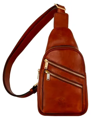 Produktbild von Brusttasche Leder Herren - Stylische Umhängetasche - Sling Bag - Rücken & Brust - 100% Leder - Italienische Handwerkstradition