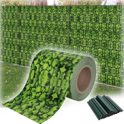 Obrázek produktu pro XINZI PVC ochranná fólie Ochranné pásky Včetně upevňovacích spon, zahradní ochrana před zraky plot Dvojitý plot, 35 m x 19 cm, velké listy