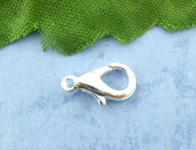 Produktbild von 10 Stück Karabiner-, Ketten- Federverschluss silberfarbig 12x6mm diy Metall Modeschmuck