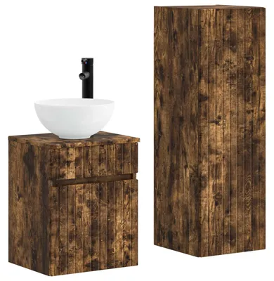 Imagen del producto de Juego de muebles de baño, 2 piezas, roble ahumado, 33 x 34,5 x 100 cm