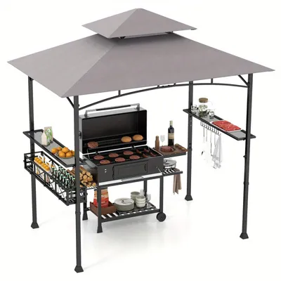 Produktbild von Robuster Grill-Pavillon mit 2 Seitenschränken, Aufbewahrungsbehälter und Haken