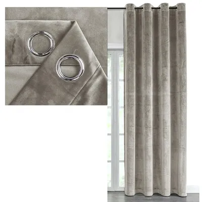 Produktbild von SAMT Vorhang Ösen GREIGE 140x225 cm Velvet Gardine Verdunkelnd Blickdicht