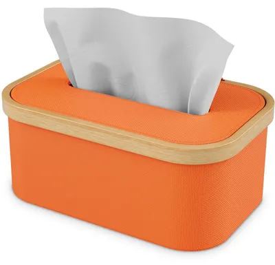 Produktbild von Taschentücherbox Bambus Oxford-Stoff Orange für kleine Papiertücher