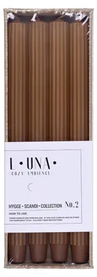Immagine prodotto di DONAU HOME Set di 4 candele lunghe, effetto "rigato", colore caramello, dimensioni 30 x Ø 2,5 cm