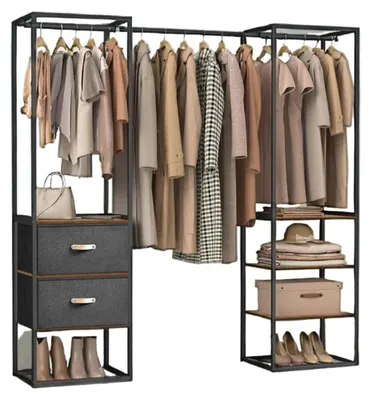 Produktbild von Offener Kleiderschrank mit Stahl und MDF – 40 x (150–180) x 180 cm – braun