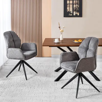 Produktbild von DITAIX 2er Set Drehstühle mit Armlehne - 360° Drehfunktion & Automatischer Rückstellung, Dunkelgrau