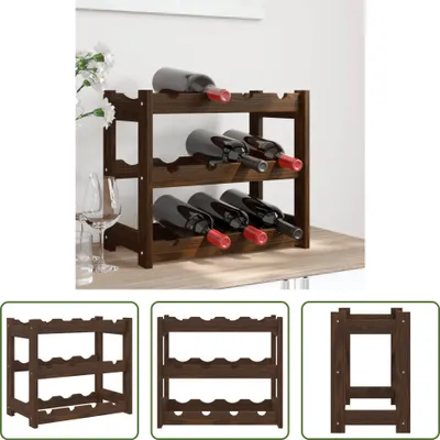 Immagine prodotto di The Living Store Portabottiglie per 12 bottiglie in legno di pino massiccio marrone