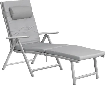Obrázek produktu pro Zahradní lehátko SONGMICS, matrace o tloušťce 6 cm, hliník, prodyšná šedá barva