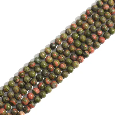 Produktbild von Naturstein Perlen Unakit 6mm Rund Kristall Energie Stein DIY Schmuck