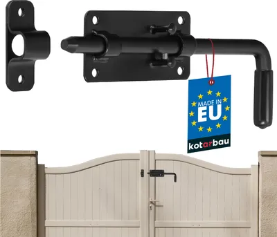 Zdjęcie produktu dla KOTARBAU® Zasuwa Rygiel Do Drzwi Bramy Furtki Garażu Stal Ocynkowana Czarny 22 CM