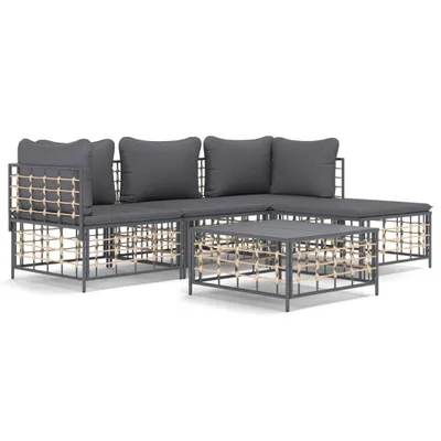 Produktbild von vidaXL 4-tlg. Garten-Lounge-Set mit Kissen Anthrazit Poly Rattan