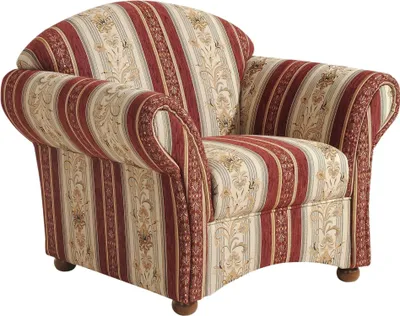 Produktbild von Sessel Kama Bezug Chenille Buche nussbaum dunkel / rot 21537
