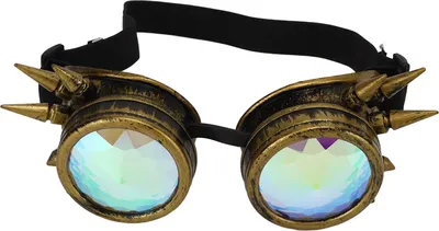 Produktbild von Brille mit Kaleidoskop-Objektiven im Steampunk Retro-Stil für Halloween