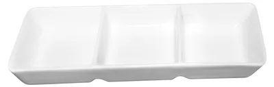 Productafbeelding van Porseleinen proefschotel, 3 compartimenten, wit, 21 x 9 cm