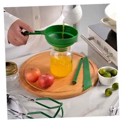 Produktbild von 7-teiliges Einmachset für die Küche in Grün mit Zange, Trichter und Glasheber