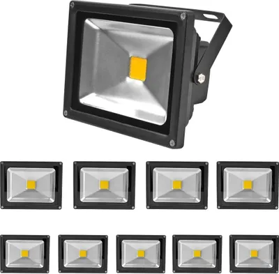 Produktbild von Greenmigo 10X  20W LED Lampe Fluter Scheinwerfer IP65 Kaltweiss Schwarz Aluminium Flutlicht Wasserdicht Strahler