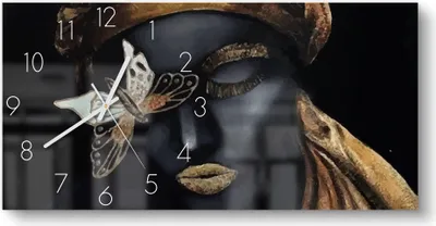 Produktbild von DEQORI Glasuhr 60x30 cm Zahlen 'Frau mit Turban' Wanduhr Glas Uhr Design leise