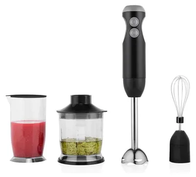 4-in-1 Stabmixer, 400 W, Edelstahlmesser, Zubehör, schwarz