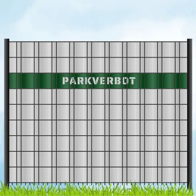 Produktbild von zaun|zu Sichtschutzstreifen mit Laser Beschriftung "PARKVERBOT" Doppelstab Grün 2,55m