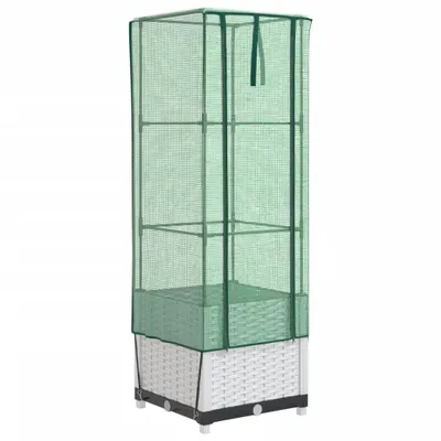 Produktbild von vidaXL Hochbeet mit Gewächshaus-Aufsatz Rattan-Optik 40x40x139 cm
