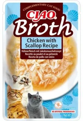 Zdjęcie produktu dla INABA Ciao Broth Chicken & Scallop - przysmaki dla kotów - 40g