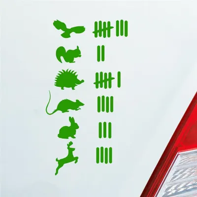 Produktbild von Auto Aufkleber Strichliste Liste Tuning Tiere Animal 15x8 cm Hellgrün Sticker Heckscheibenaufkleber