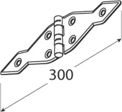 Produktbild von Kistenband 300x65x1,5mm Deckelscharnier schwarz mit versenkten Schraublöchern