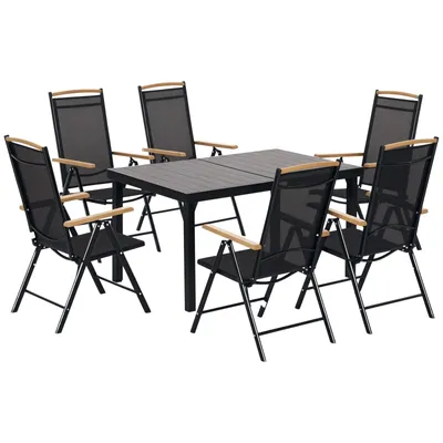 Produktbild von Esstisch Mit 6 Stühlen Set Sitzgruppe klappbar Personen Tisch Schwarz Aluminium
