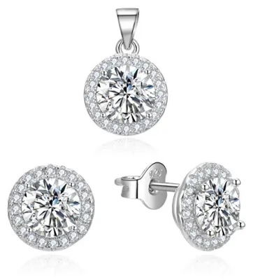 Image de Ensemble de bijoux avec zircons AGSET360 (pendentif, boucles d'oreilles)