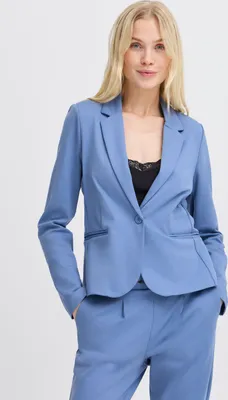 Image de b.young BYRizetta Blazer pour femme Blazer de costume avec col à revers extensible, 1 bouton, poches passepoilées, coupe slim