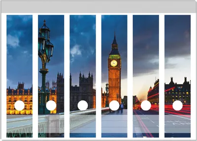 Produktbild von Wallario Ordnerrücken Sticker, selbstklebend für breite Ordner, 6 Stück, Motiv London- Big Ben bei Nacht