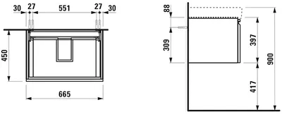 Produktbild von LAUFEN Laufen Waschtischunterbau LAUFEN PRO S 665x390x450mm 1 Schub Ei he