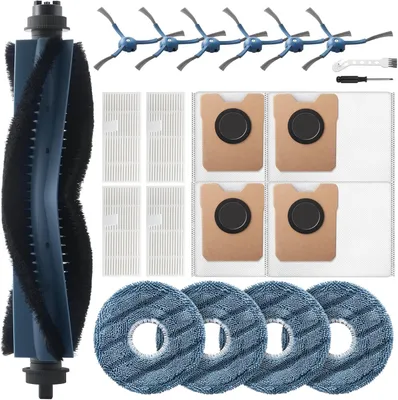 Produktbild von 20 Stück Staubsauger Zubehör für Eufy Omni C20 Saugroboter, 1 Hauptbürste, 4 Wischtücher, 4 Filter, 6 Seitenbürsten, 4 Staubbeutel, 1 Reinigungsbürste, 1 Schraubenzieher