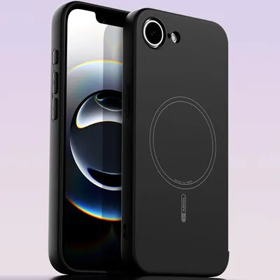 Produktbild von Magnetische Handyhülle für iPhone 16e/iPhone 17e, MagSafe kompatible, Flüssig Silikon Stoßfest Kratzfest Hülle Schwarz