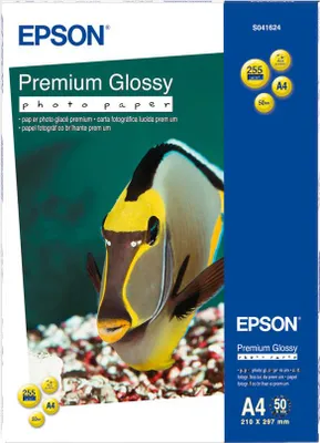 Obrázek produktu pro Epson Premium Glossy Photo Paper - A4 - 50 Listů, Premium-gloss, 255 g/m², A4, Bílá, Brožura, Kalendář, Cards and gift wraps, Office printing, Photo collage, Photo gifts, Seasonal..., 50 listy