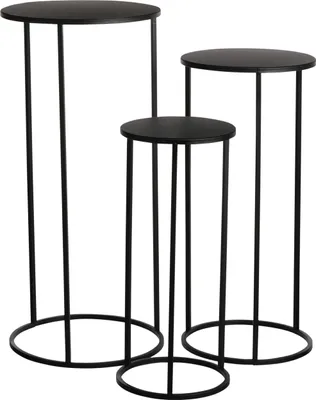 Image de Mica Decorations Quinty Table d'appoint - Lot de 3 - H70 x Ø32 cm - Métal - Noir